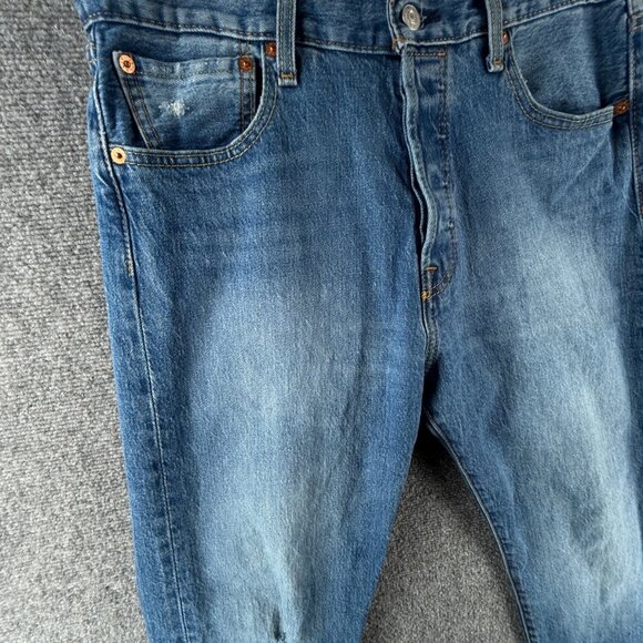 Levis 501 93 Straight Jeans Button Fly Classic Blue Denim Men Cotton ACTL 32X29 - Picture 2 of 16